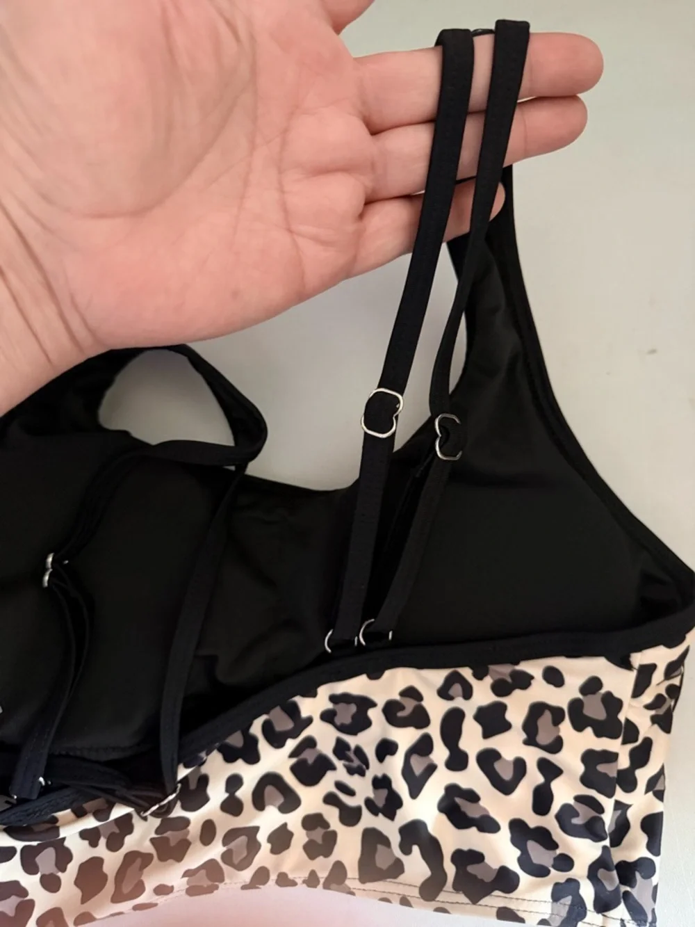 Leopard Print Scoop Bikini Top - Cream/Black / NWOT  Size M